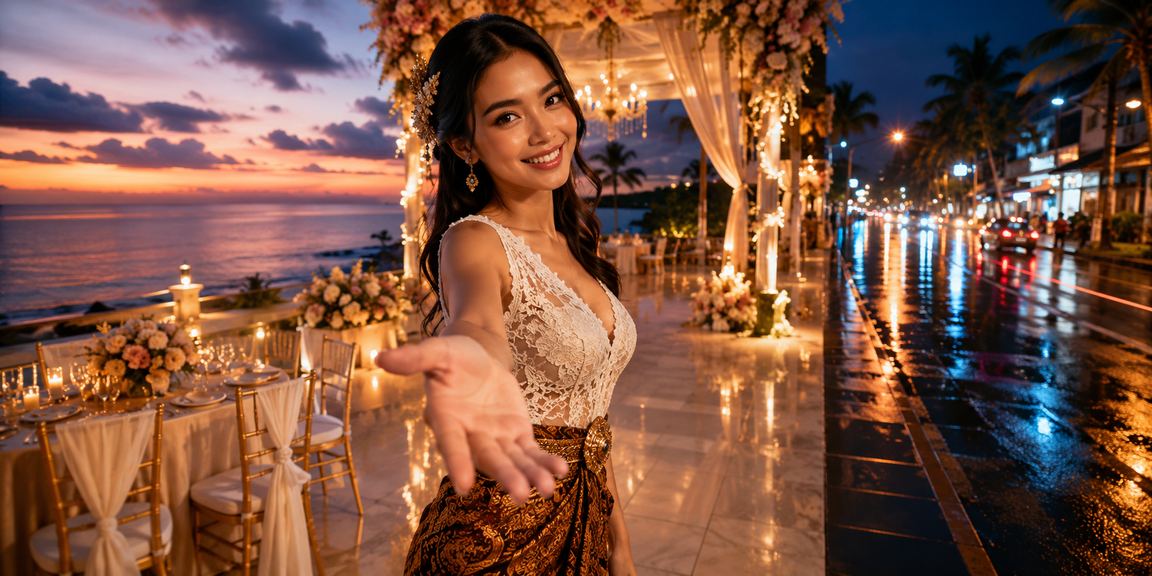 Pengguna baru menerima bonus registrasi di pantai dengan suasana tropis cerah