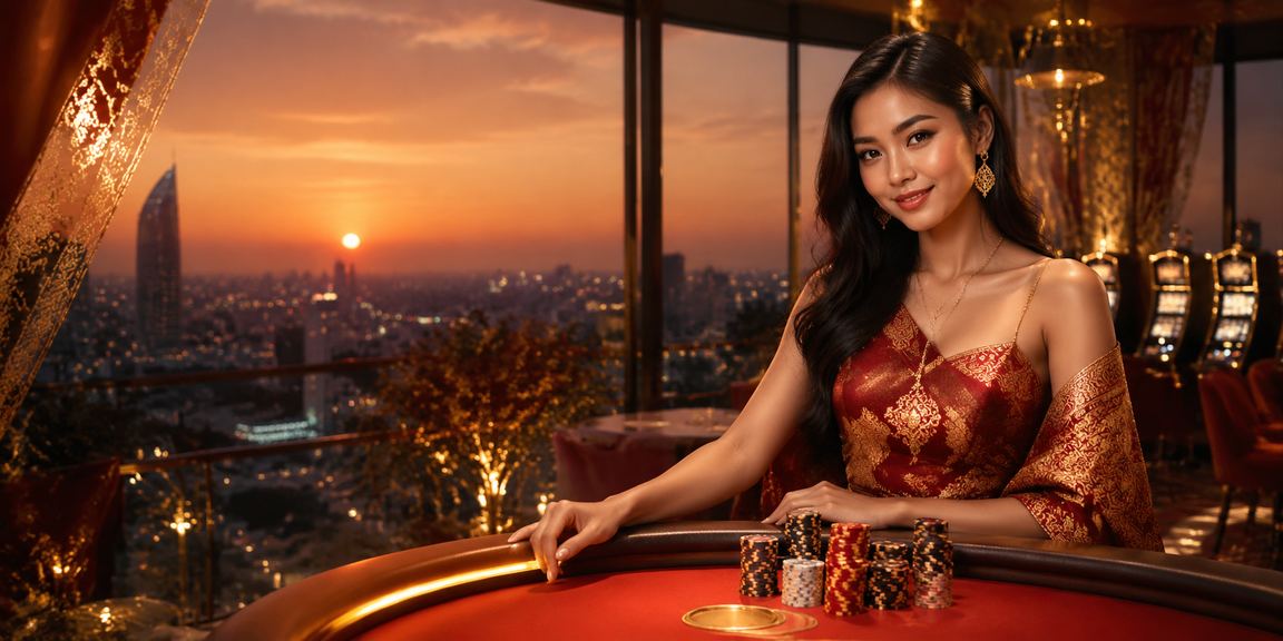 Layar permainan slot berwarna-warni di kafe Vietnam dengan atmosfer santai dan hangat