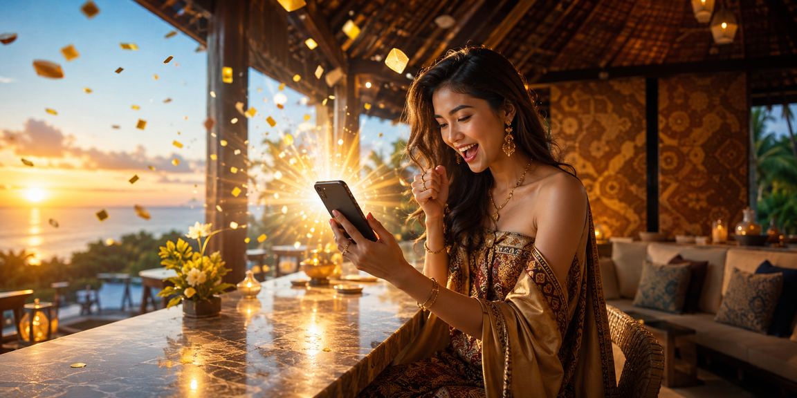 Model berbusana sporty menikmati taruhan olahraga sofabet88 di kafe modern