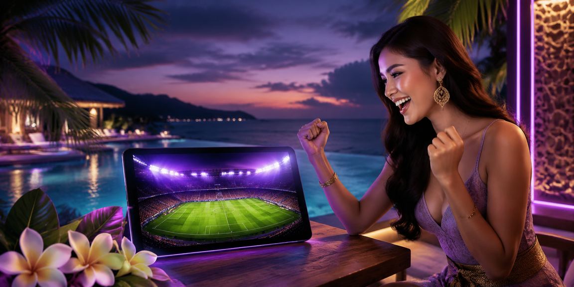 Penggemar olahraga menikmati taruhan sepak bola di tepi pantai